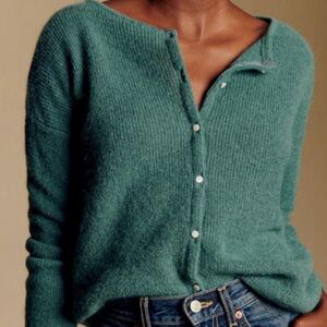 Women's Teal Button-Up Gaspard Cardigan Sage Sweater